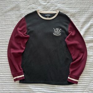 Polo Ralph Lauren Black and Burgundy Long Sleeve Shirt